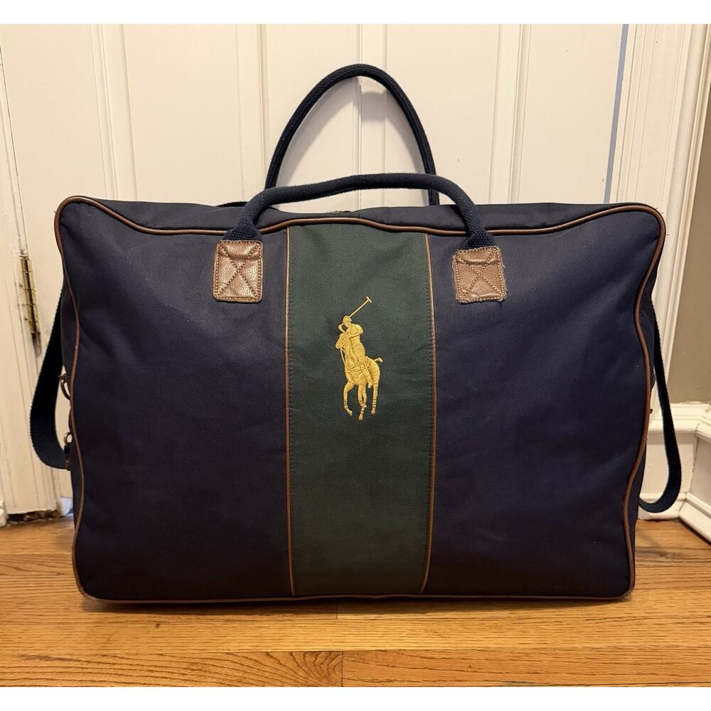 Polo Ralph Lauren Y2K Canvas Duffel Navy Big Pony Weekender Shoulder Strap